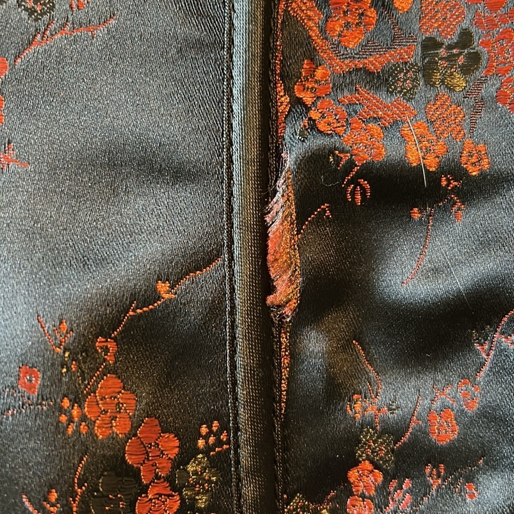 Vintage Y2K Corset Top Black & Red Satin Brocade Lace Trim Boning Hook & Eye 1X - Picture 12 of 14